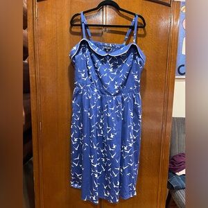 City Chic Blue and White Midi dress with Pockets